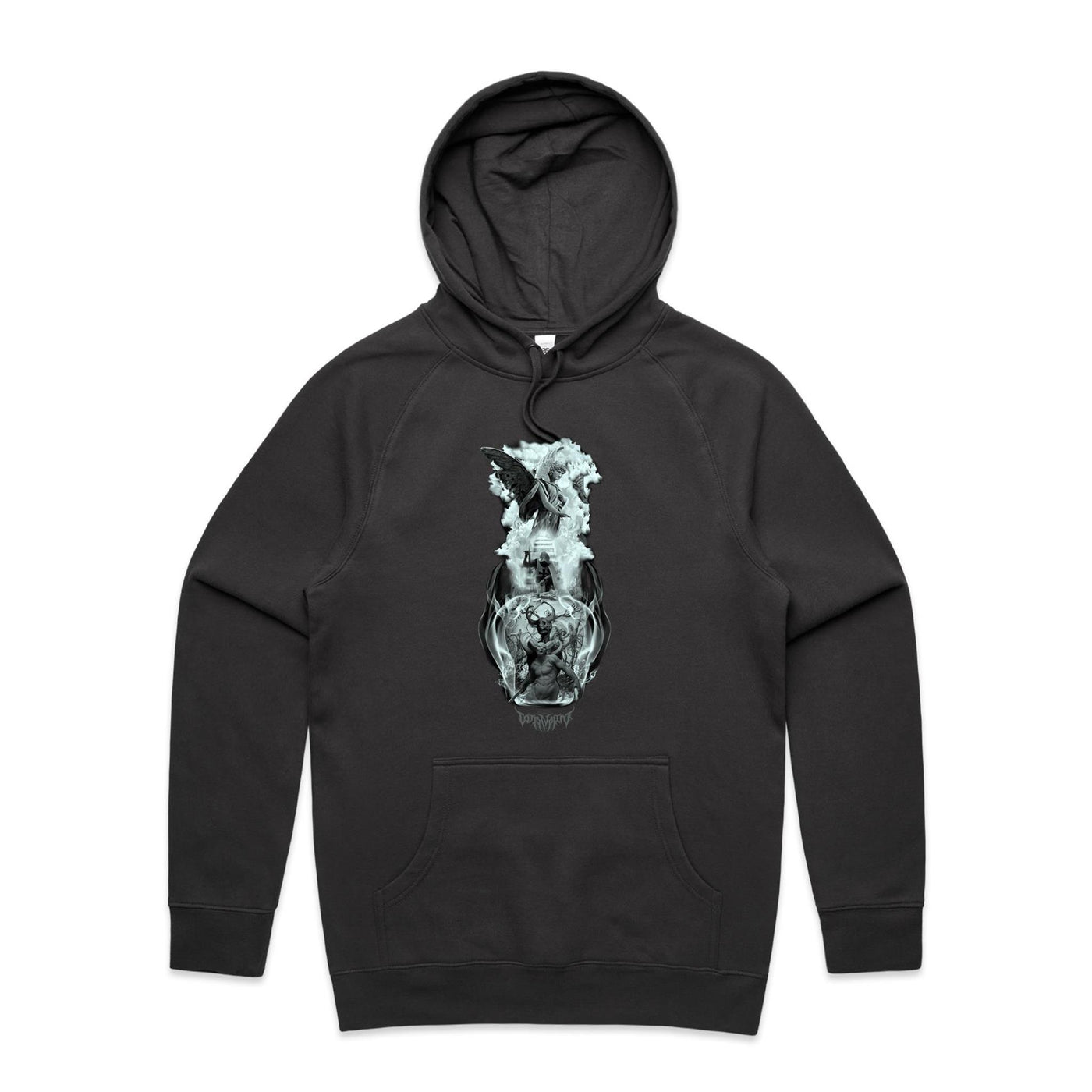 BETWEEN HEAVEN & HELL - Mens Pocket Hoodie - FRONT PRINT