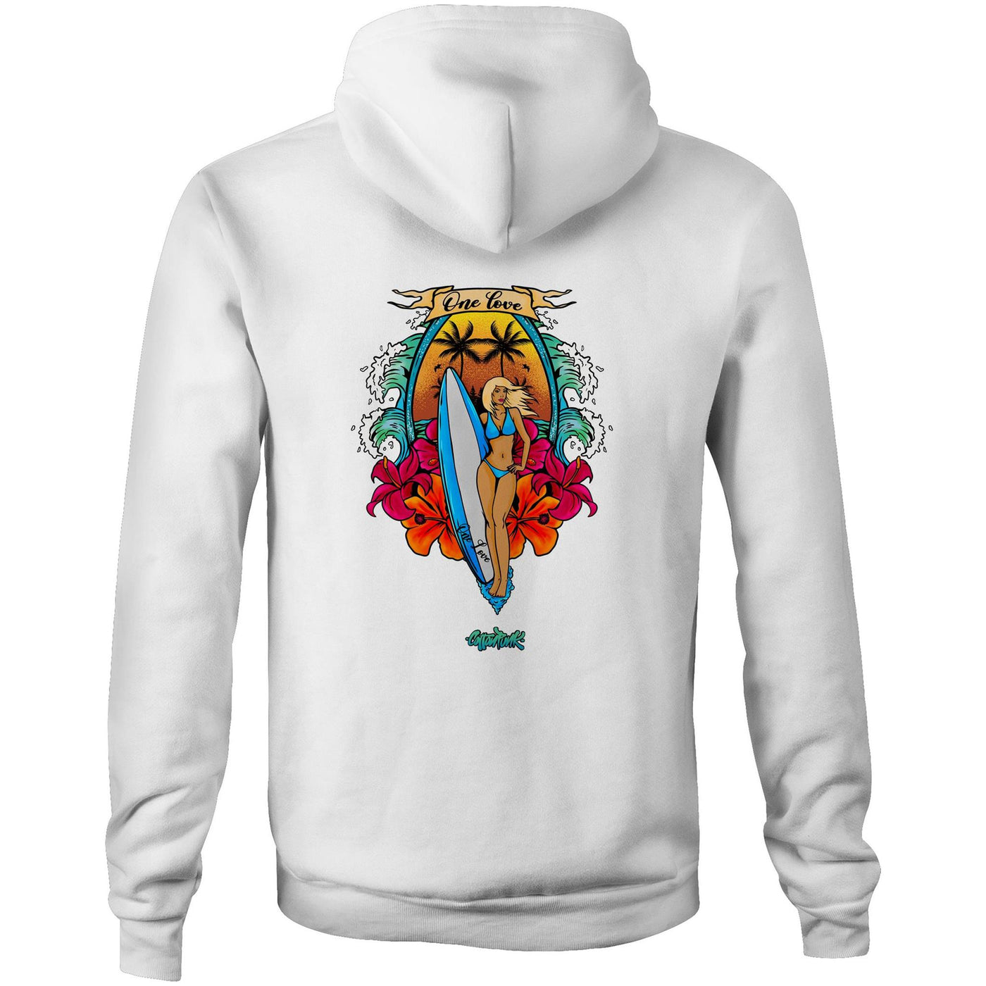 ONE LOVE - Mens Pocket Hoodie - BACK PRINT