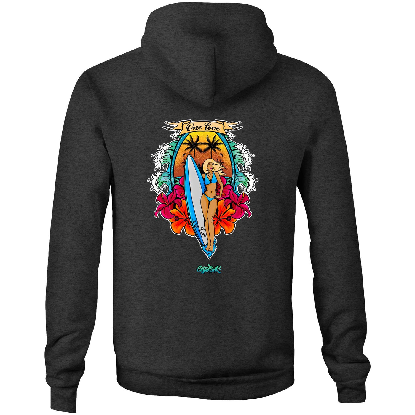 ONE LOVE - Mens Pocket Hoodie - BACK PRINT