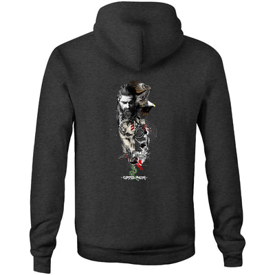 WARRIOR - Mens Pocket Hoodie - BACK PRINT