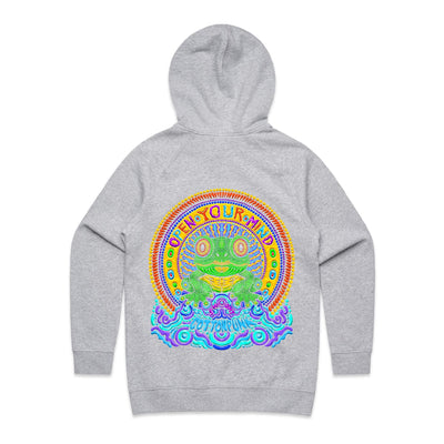 OPEN YOUR MIND (W) - Womens Pocket Hoodie - BACK PRINT