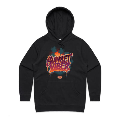 SUNSET VIBES (W) - Womens Pocket Hoodie - FRONT PRINT