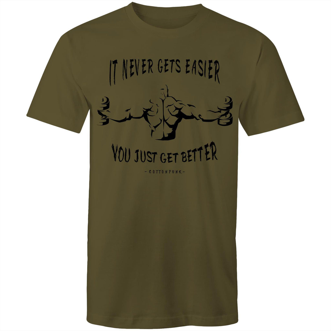 IT NEVER GETS EASIER - Mens T-Shirt - FRONT PRINT