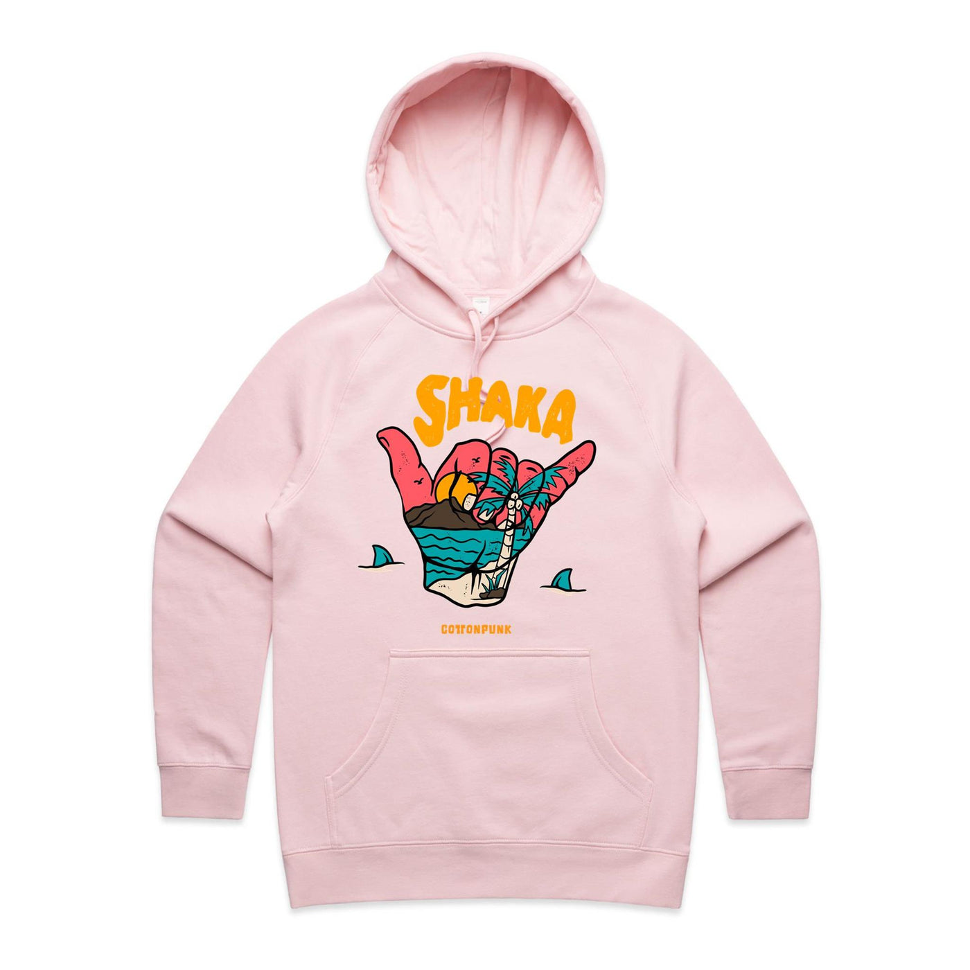 SHAKA (W) - Womens Pocket Hoodie - FRONT PRINT