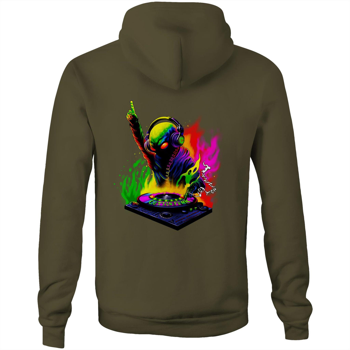 DJ WHO CARES - Mens Pocket Hoodie - BACK PRINT