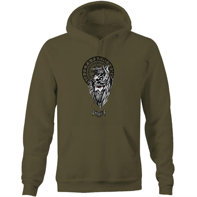 DARK WARRIOR - Mens Pocket Hoodie - FRONT PRINT