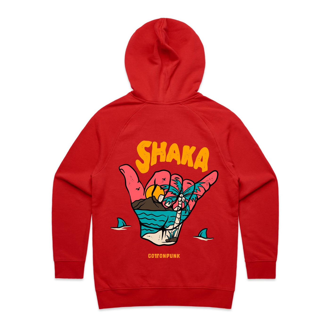 SHAKA (W) - Womens Pocket Hoodie - BACK PRINT