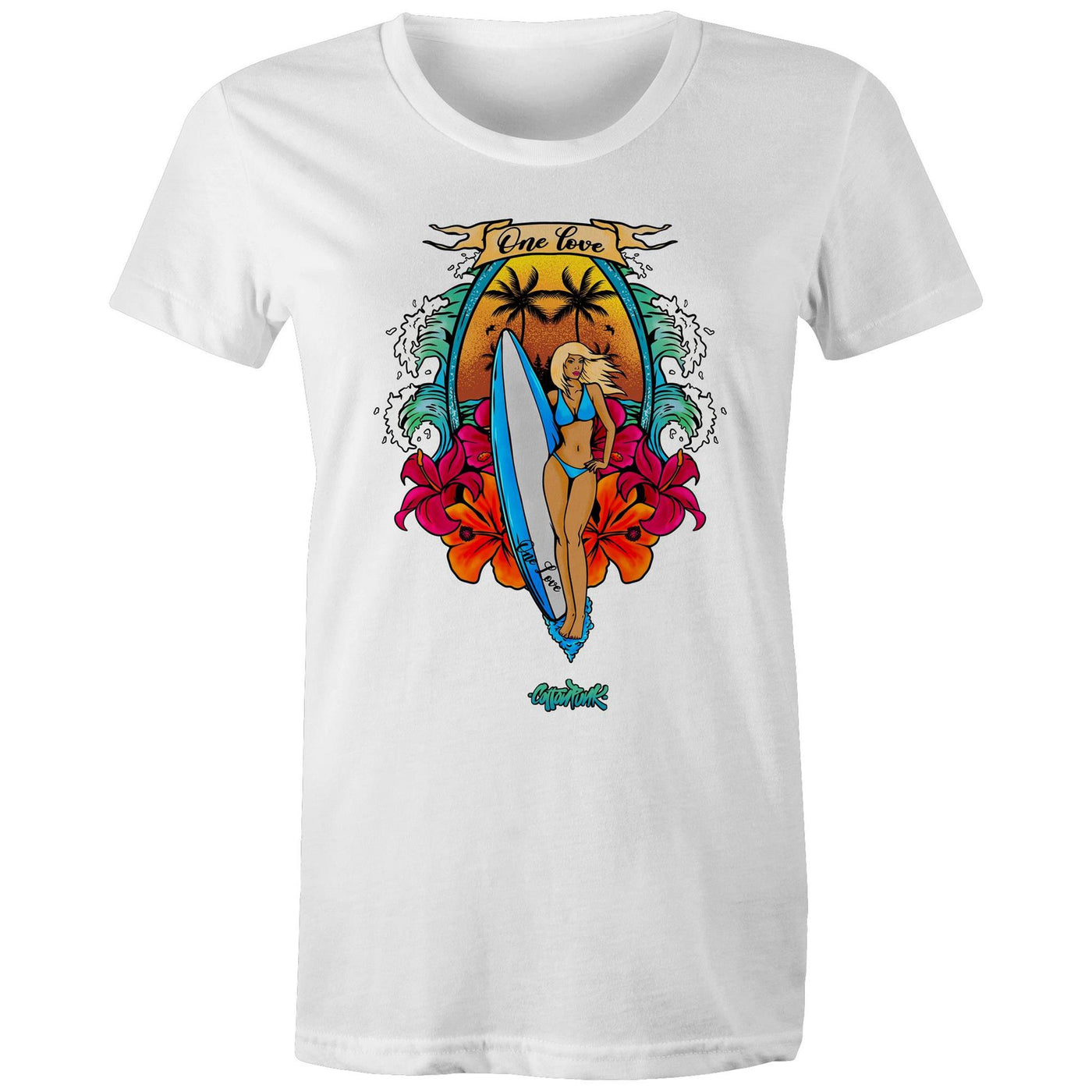 ONE LOVE (W) - Womens T-Shirt - FRONT PRINT