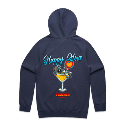 HAPPY HOUR FOREVER  - Mens Pocket Hoodie - BACK PRINT