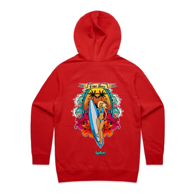 ONE LOVE (W) - Womens Pocket Hoodie - BACK PRINT