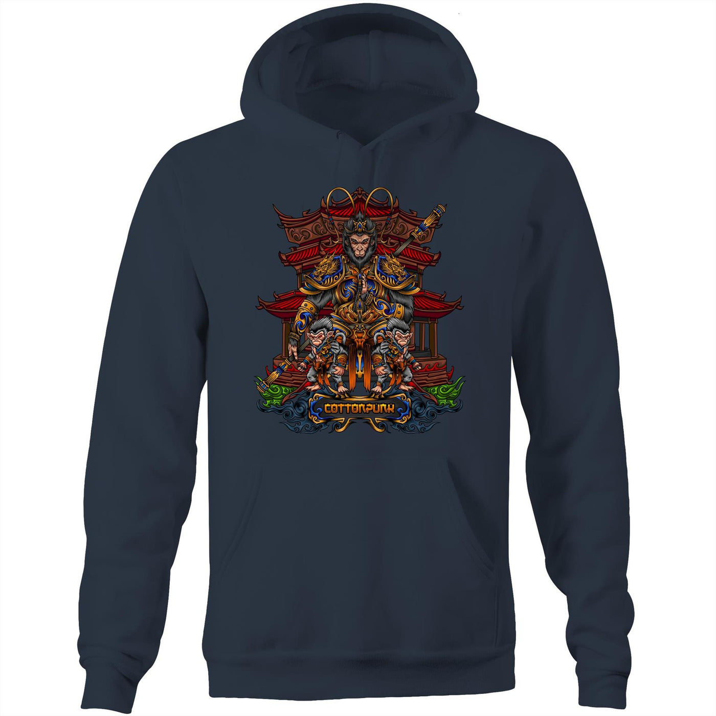 MONKEY KING 2 - Mens Pocket Hoodie - FRONT PRINT