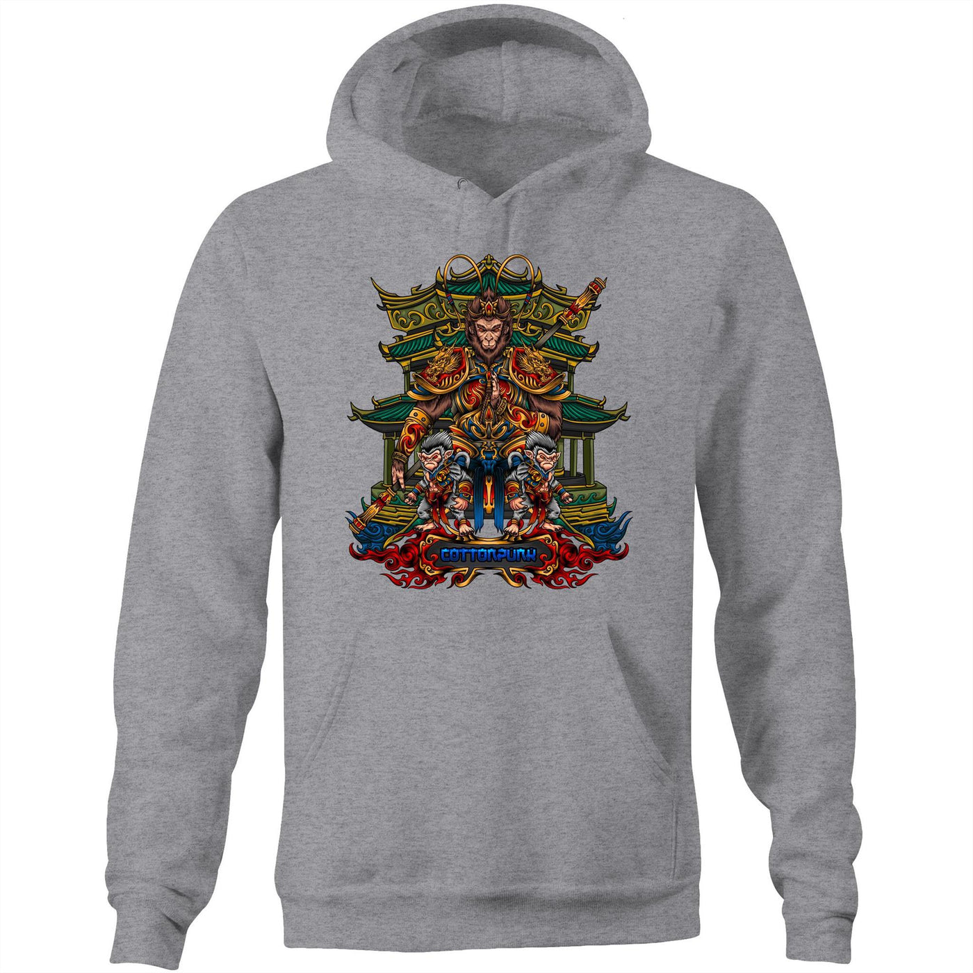 MONKEY KING - Mens Pocket Hoodie - FRONT PRINT