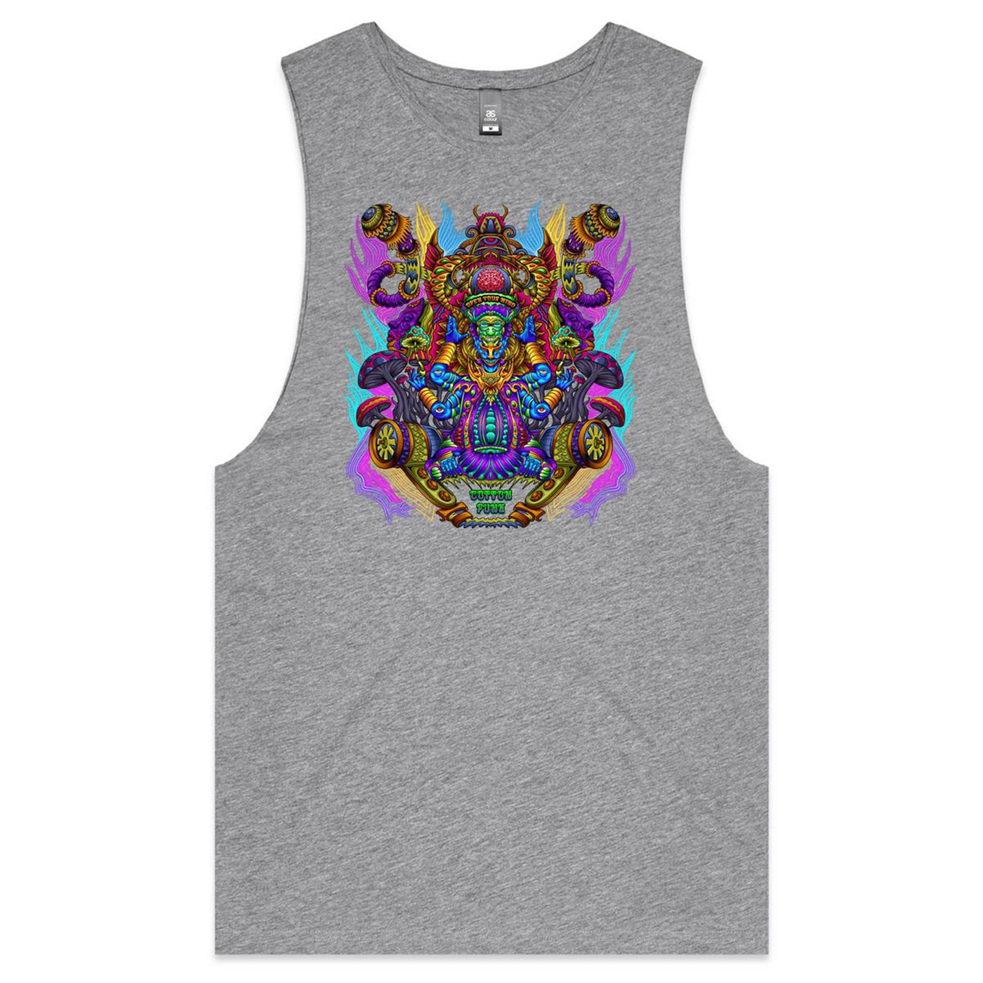 MAGIC SHROOM GOD - Mens Sleeveless T-Shirt - FRONT PRINT