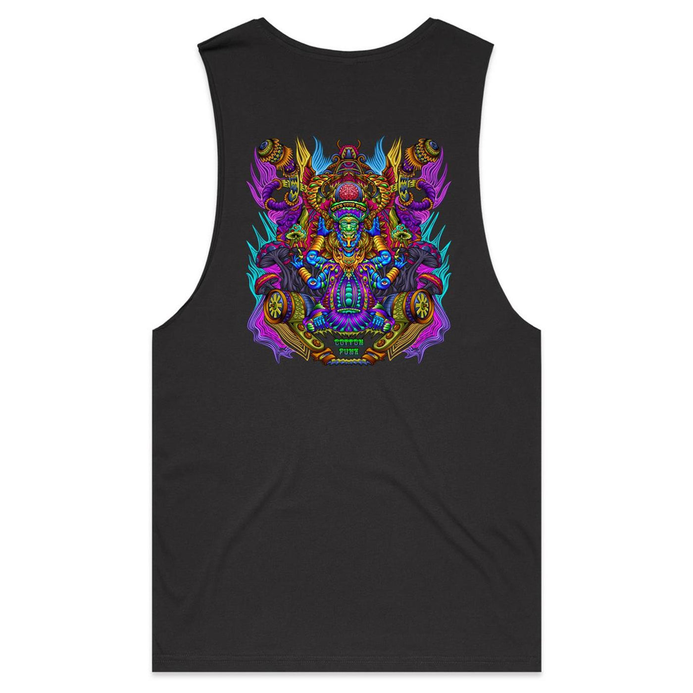 MAGIC SHROOM GOD - Mens Sleeveless T-Shirt - BACK PRINT