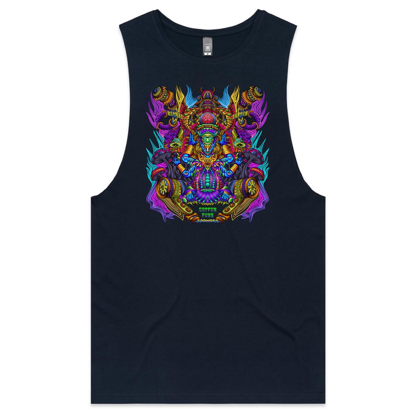 MAGIC SHROOM GOD - Mens Sleeveless T-Shirt - FRONT PRINT