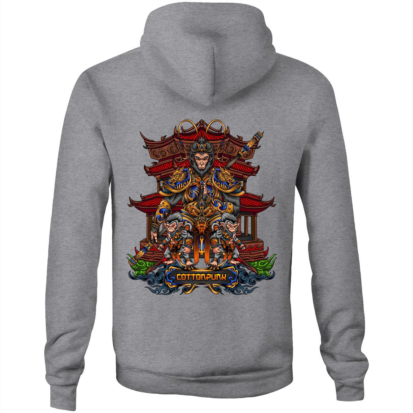 MONKEY KING 2 - Mens Pocket Hoodie - BACK PRINT