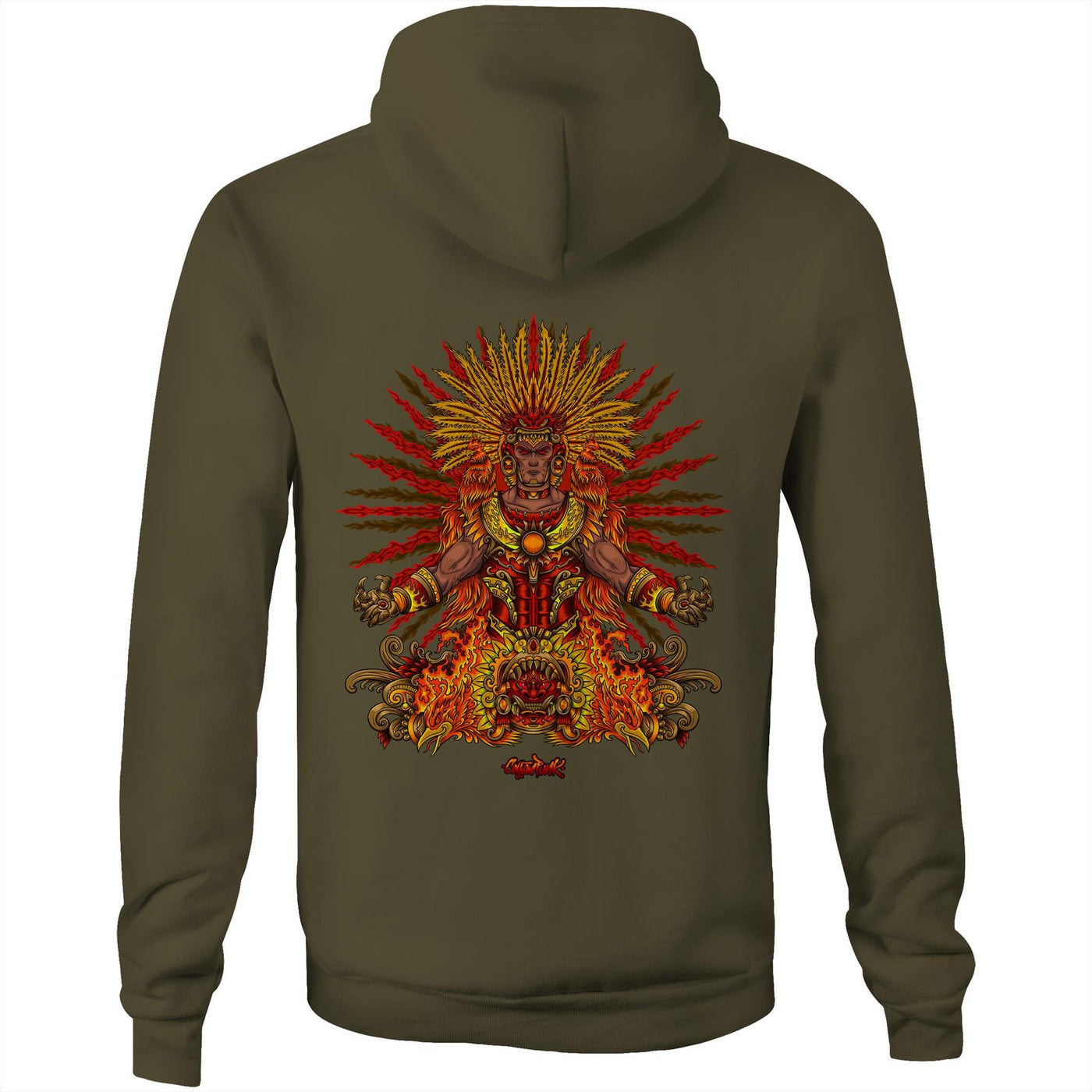 BURNING SUN GOD - Mens Pocket Hoodie - BACK PRINT