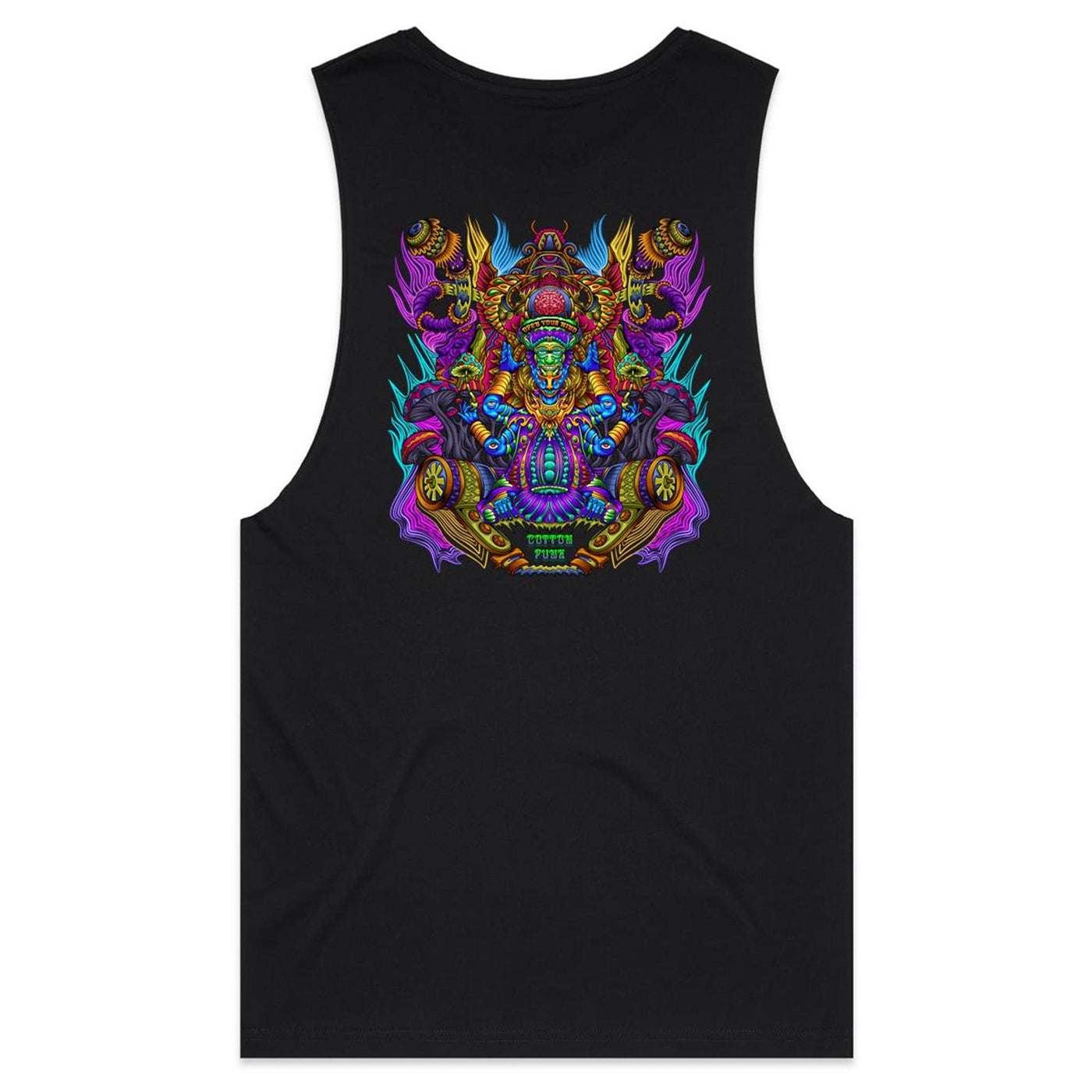 MAGIC SHROOM GOD - Mens Sleeveless T-Shirt - BACK PRINT