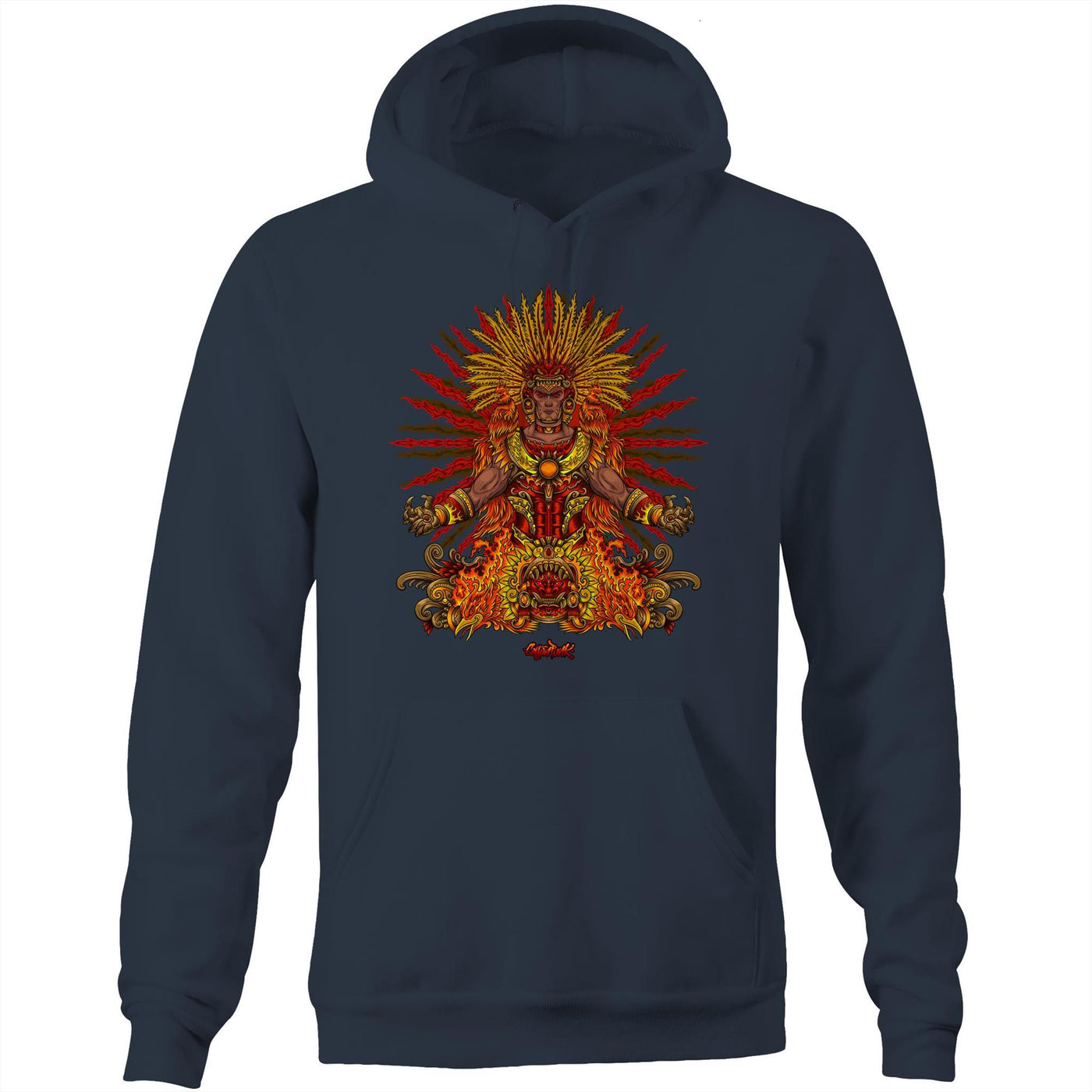 BURNING SUN GOD - Mens Pocket Hoodie - FRONT PRINT