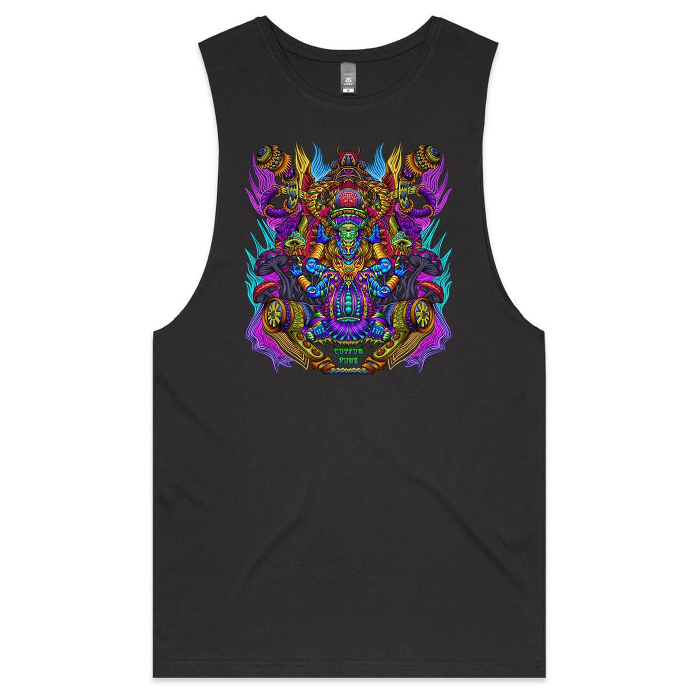 MAGIC SHROOM GOD - Mens Sleeveless T-Shirt - FRONT PRINT