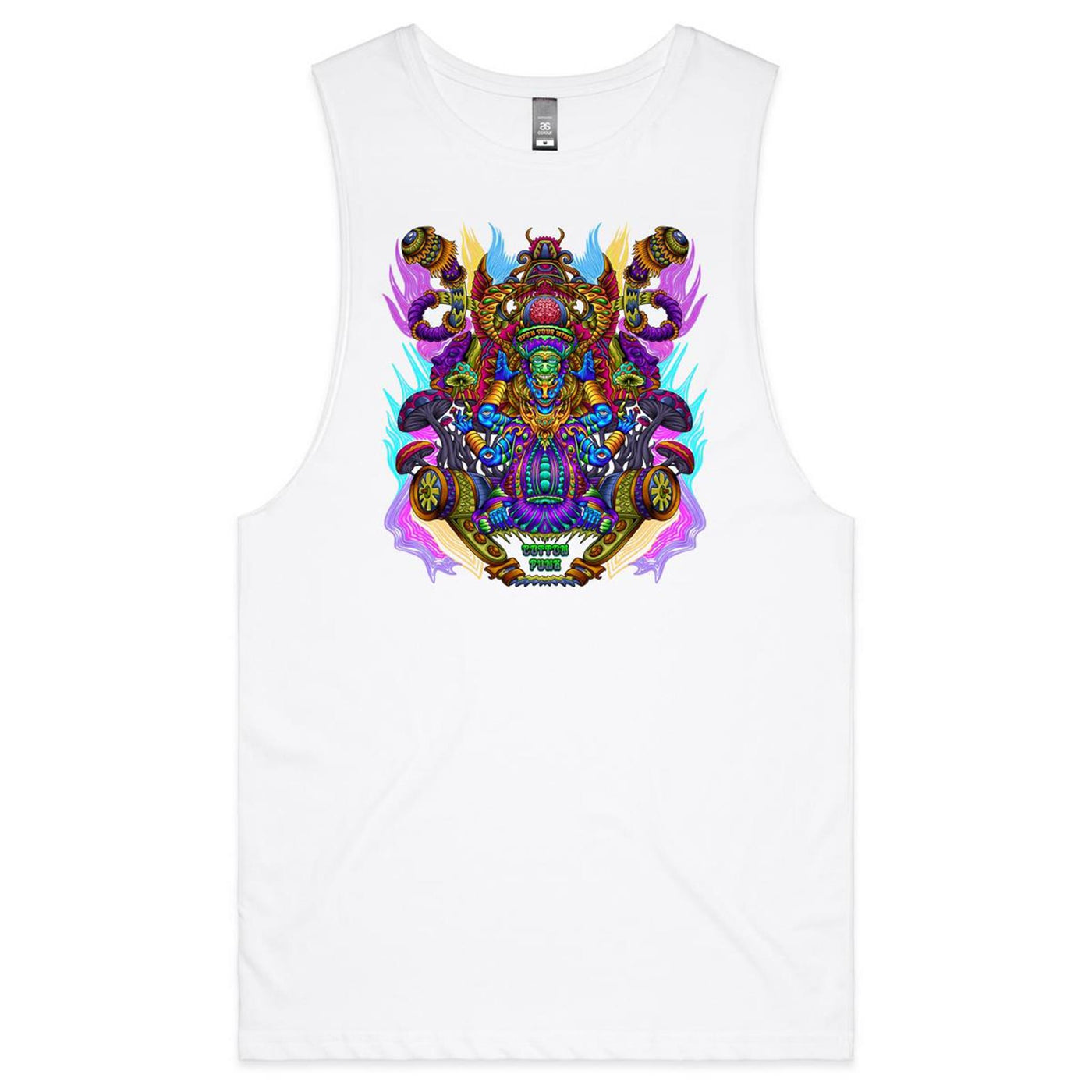 MAGIC SHROOM GOD - Mens Sleeveless T-Shirt - FRONT PRINT