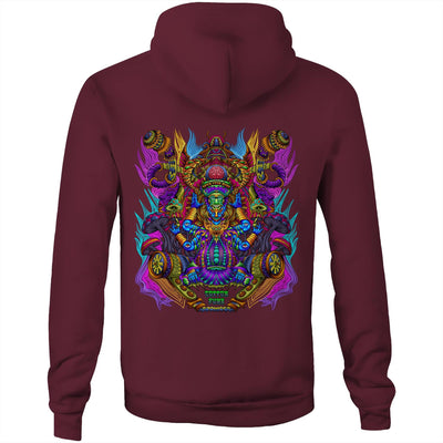 MAGIC SHROOM GOD - Mens Pocket Hoodie - BACK PRINT