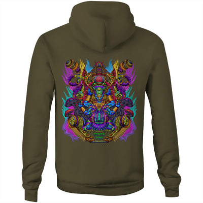 MAGIC SHROOM GOD - Mens Pocket Hoodie - BACK PRINT