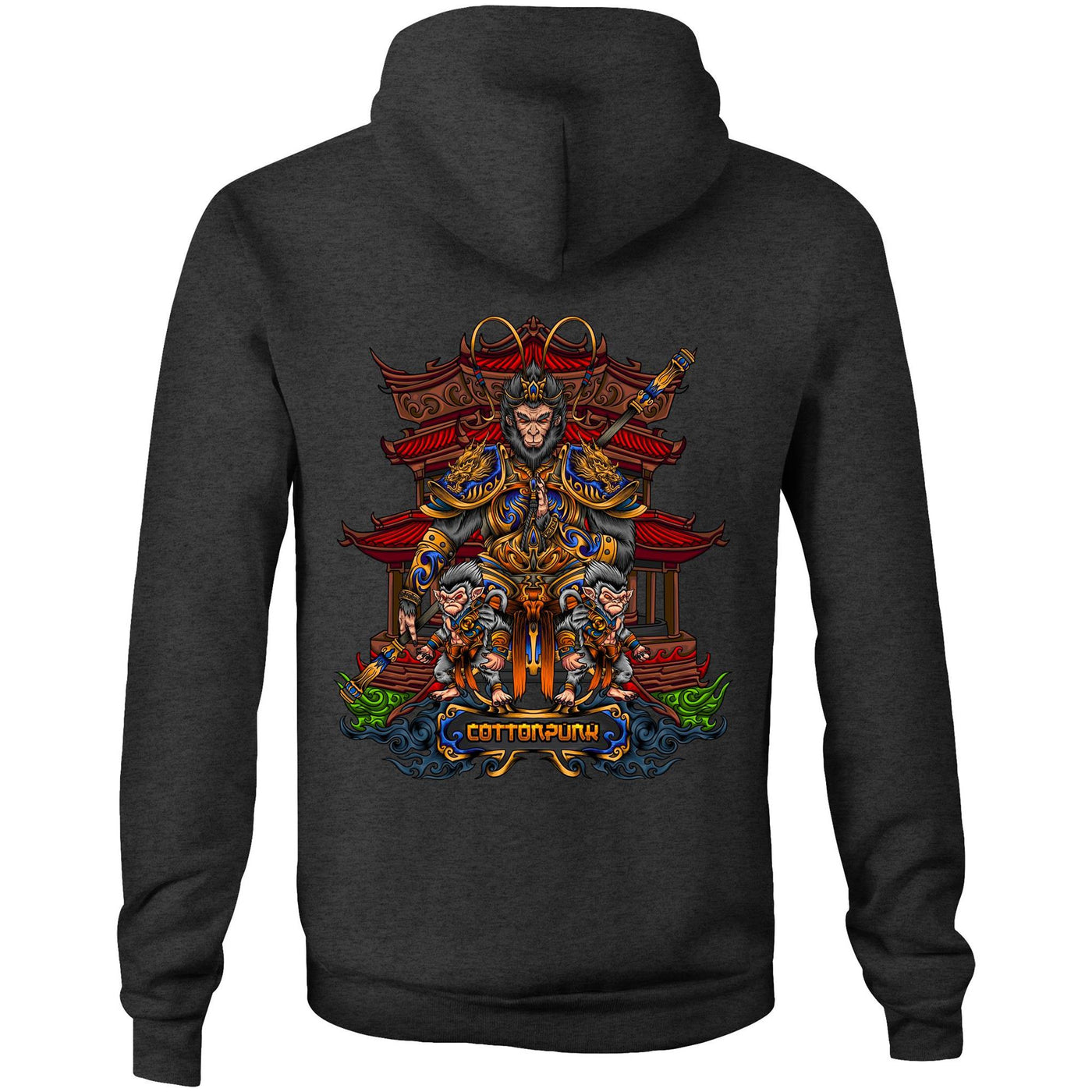 MONKEY KING 2 - Mens Pocket Hoodie - BACK PRINT