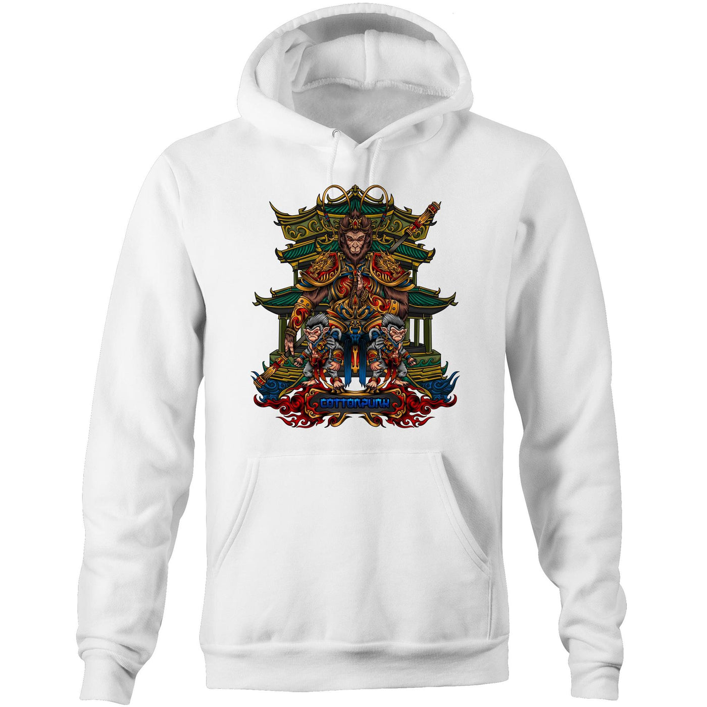 MONKEY KING - Mens Pocket Hoodie - FRONT PRINT