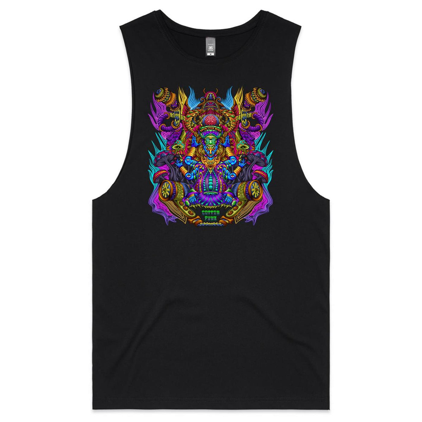 MAGIC SHROOM GOD - Mens Sleeveless T-Shirt - FRONT PRINT