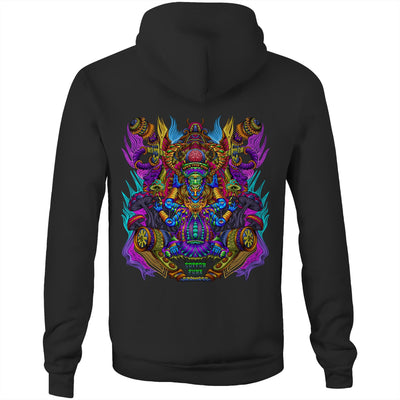 MAGIC SHROOM GOD - Mens Pocket Hoodie - BACK PRINT